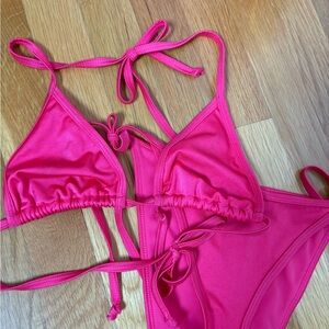 LA hearts pacsun pink NWOT never worn shimmer bikini set triangle string